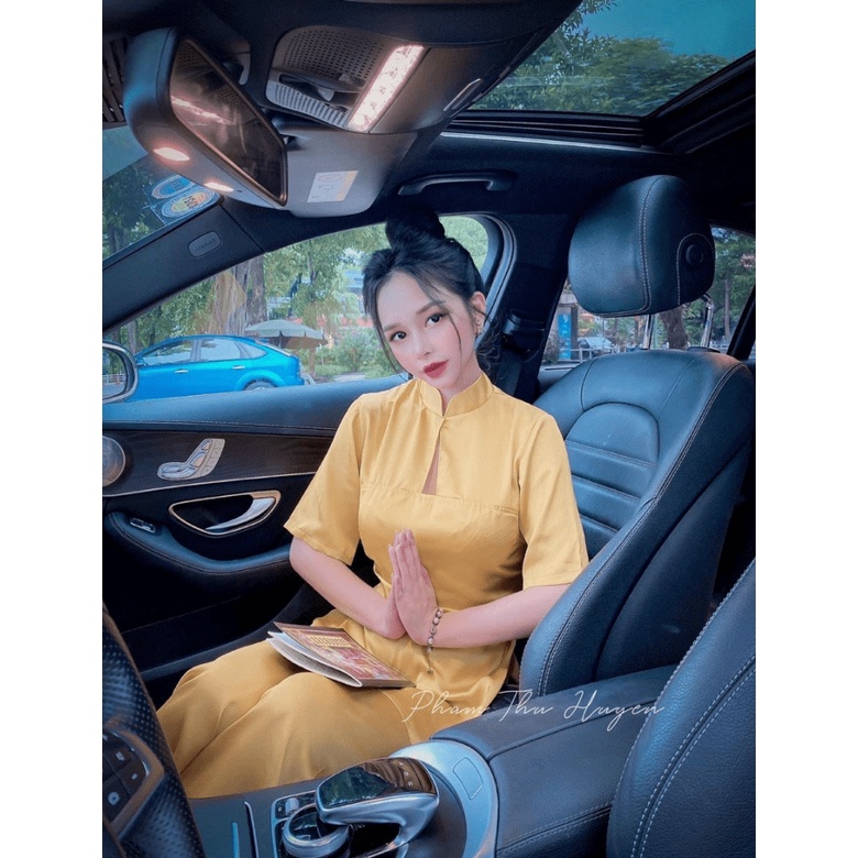 SÉT BỘ LAM ĐI CHÙA NỮ CỔ TRỤ KÍN ĐÁO PHỐI QUẦN ỐNG RỘNG CHẤT ĐỦI CỰC THẮM