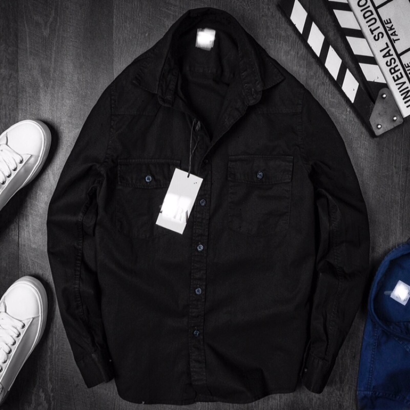 Áo sơ mi nam chất kaki jean dài tay cao cấp, Áo sơ mi nam