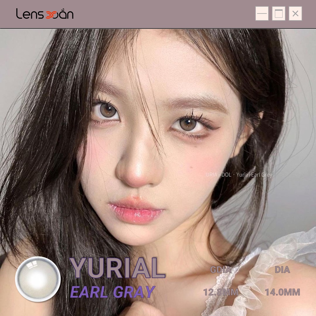 KÍNH ÁP TRÒNG YURIAL EARL GRAY CỦA IDOL LENS (12 THÁNG): Lens xám lạnh trong suốt hiệu ứng 3D | Lens Xoắn (GIÁ 1 CHIẾC)