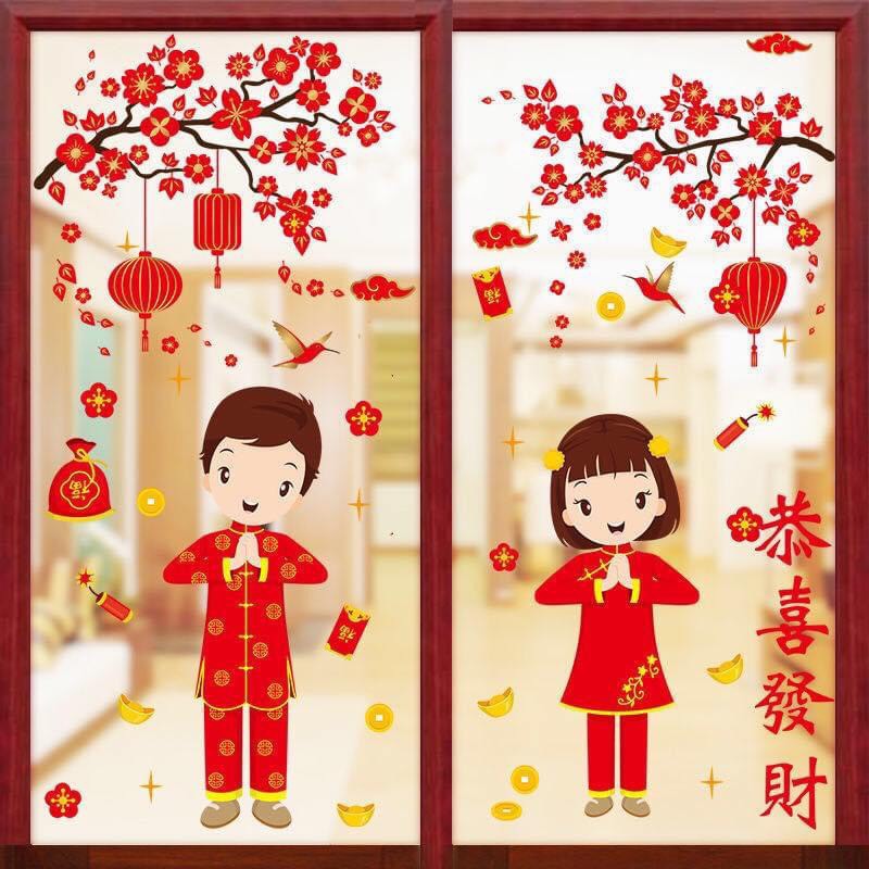 [HÀNG HOT] Decal dán tường trang trí tết - Tranh dán tường trang trí tết, năm mới có keo sẵn | BigBuy360 - bigbuy360.vn