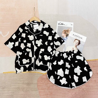 Bộ ngủ pyjama dài bò sữa lụa mango mặc nhà mát lạnh oh my god homewear