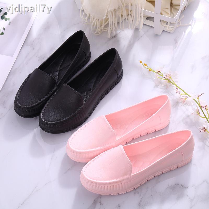 Giày đi mưa phụ nữ bốn mùa nhà bếp làm việc không thấm nước cao su chống trượt bình thường đậu bệt đế mềm