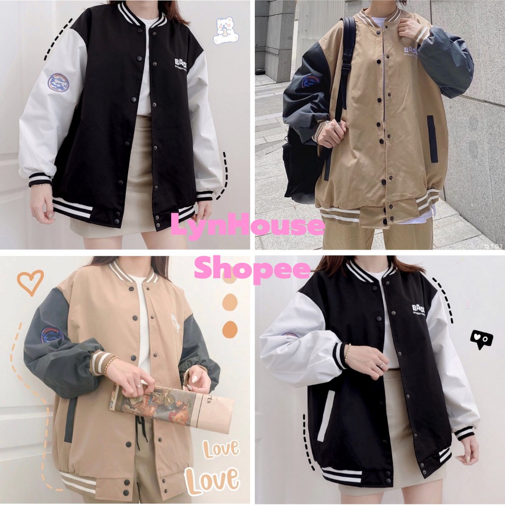 [Mã NHAC1111 Giảm 10k Đơn 0k] Áo khoác dù bomber unisex Lyn House thêu hình Badge cho nữ cho nam và cặp đôi form rộng