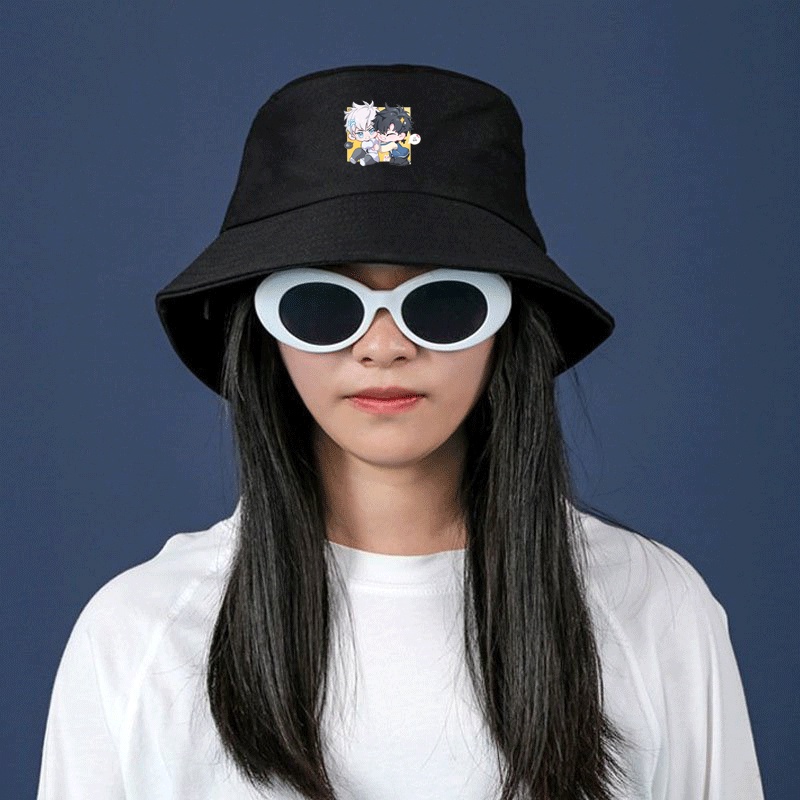 Mũ bucket đen in hình Người đại diện thời gian anime chibi thời trang đi học tiện lợi xinh xắn