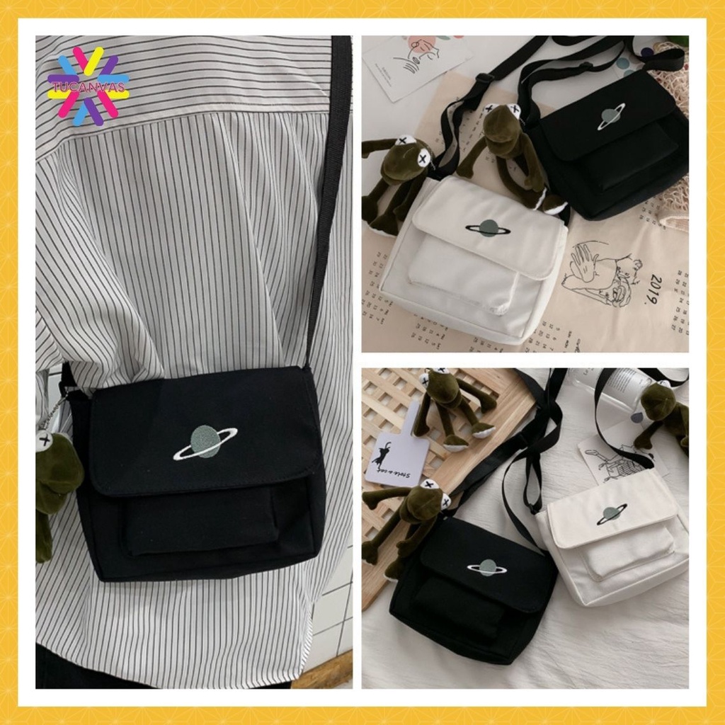 Túi tote đeo chéo vải canvas trơn mini đi học đi chơi giá rẻ thời trang phong cách Hàn Quốc Tucanvas TCV50