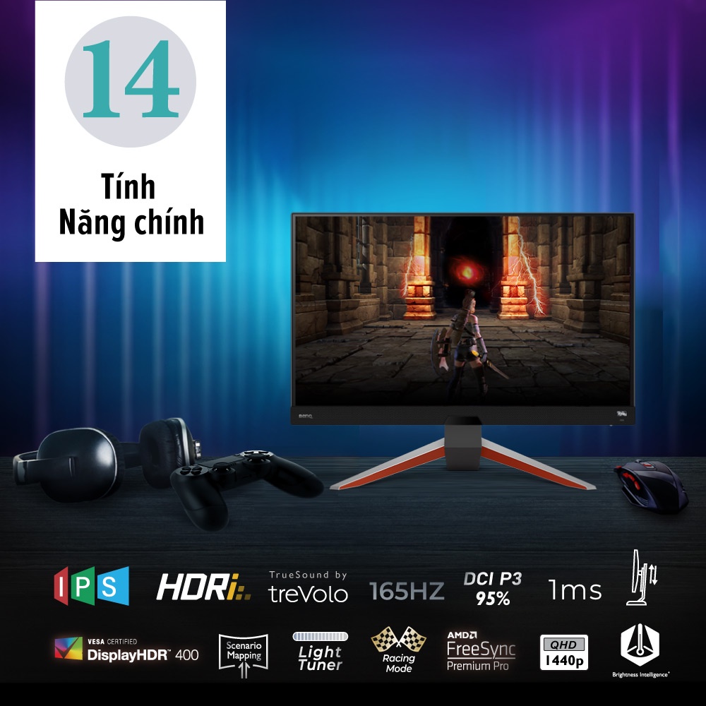 [MỚI] Màn hình gaming BenQ MOBIUZ EX2710Q 27 "QHD 1ms 165Hz IPS HDRi FreeSync™ Premium