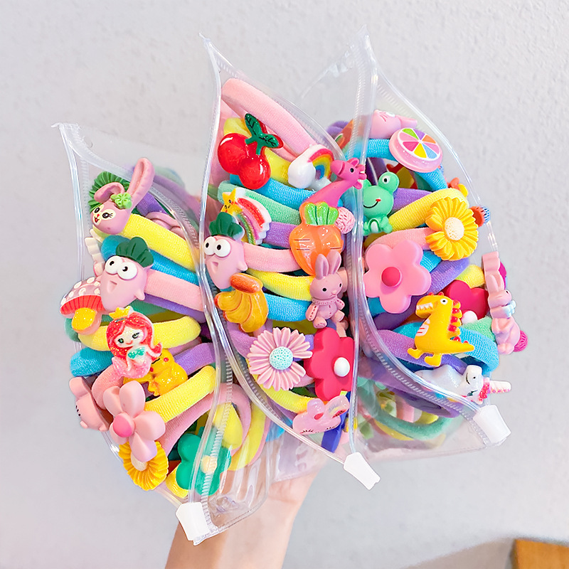 Set 10 dây buộc tóc Haimeikang nylon cao su co giãn hoạt hình dễ thương thời trang mới cho bé gái