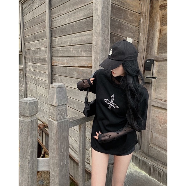 Áo thun tee hoạ tiết thánh giá chữ thập + áo lưới chữ thập Ulzzang siêu chất ❤️