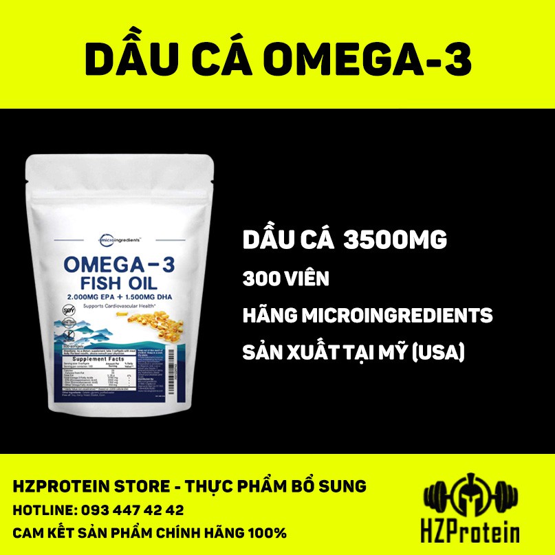 VIÊN UỐNG DẦU CÁ MICROINGREDIENTS FISH OIL OMEGA-3 HÀM LƯỢNG CAO 3500mg DHA+EPA  HỖ TRỢ SỨC KHỎE (300 VIÊN)