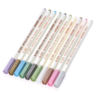 Bộ 10 bút màu ánh kim dùng highlight kèm ngòi cọ dùng trang trí sổ hình DIY