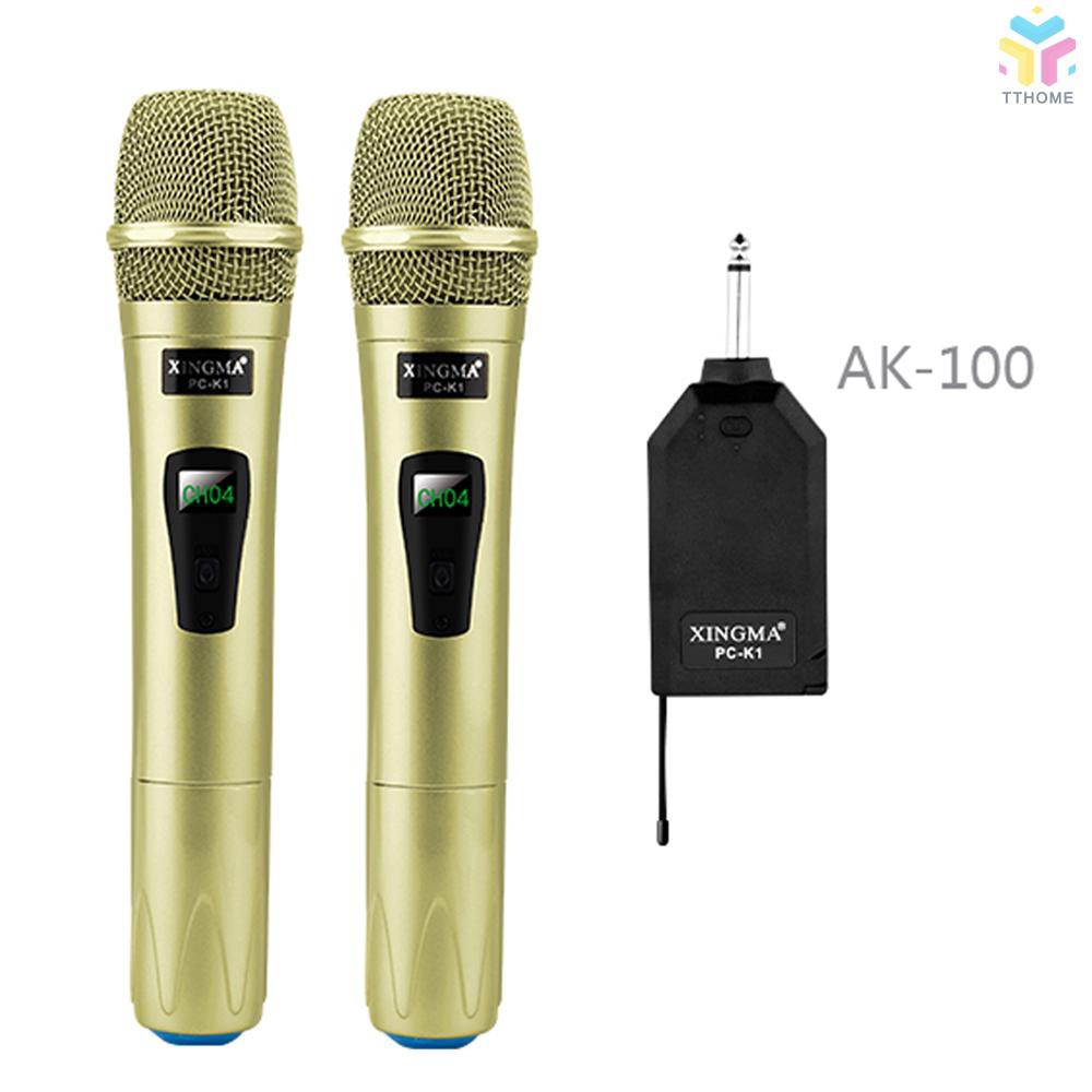 Hệ thống microphone cầm tay không dây màn hình LED kèm thiết bị thu cổng USB cho bộ khuếch đại KTV