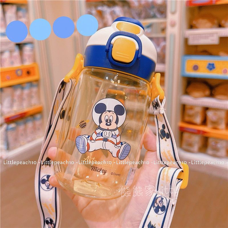 Bình nước Disney 2in1 vừa ống hút + tu mệng hình Minnie Mickey Frozen Spiderman 560ml cho bé HM8082