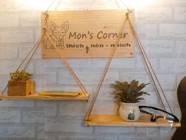 Ván gỗ ép làm kệ macrame 30x10 kèm dây ( nhiều màu )