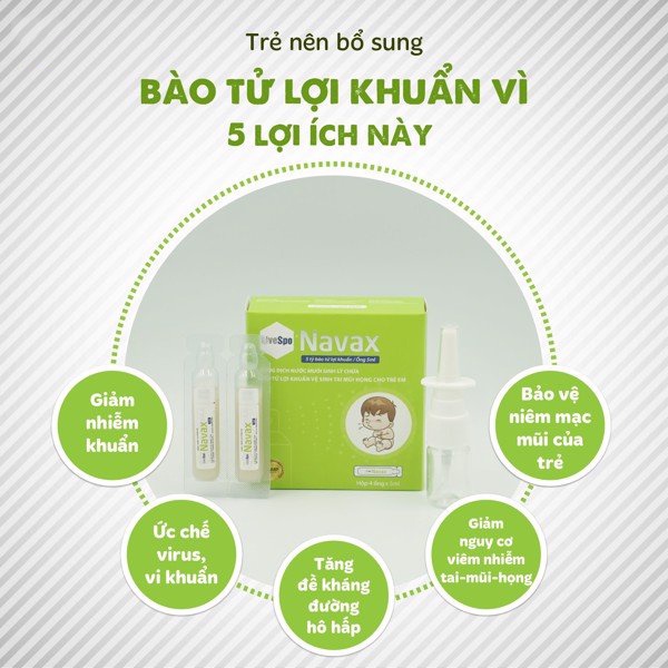 Xịt bào tử lợi khuẩn Livespo Navax  - Vệ sinh tai, mũi, họng cho trẻ em