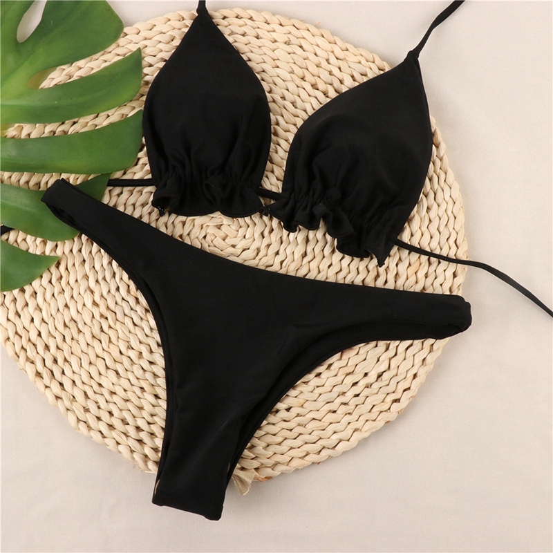 Bộ đồ bơi hai mảnh màu trơn có lót ngực quyến rũ cho nữ