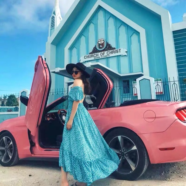 (Ảnh thật) Váy đầm maxi hở lưng boho xẻ tà tay cánh tiên dáng xoè dài màu xanh siêu đẹp | BigBuy360 - bigbuy360.vn