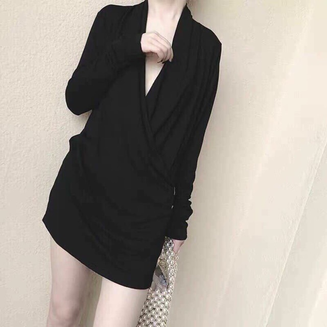 Váy len suông rúm eo