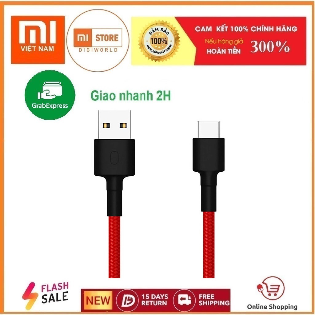 Dây cáp sạc nhanh Xiaomi USB TYPE C 100cm SJV4110GL - Chính hãng