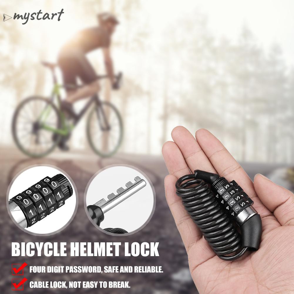 Dây Khóa Nón Bảo Hiểm Mật Khẩu 4 Chữ Số Chống Trộm Lõi Dây Thép Cho Xe Đạp Leo Núi MTB