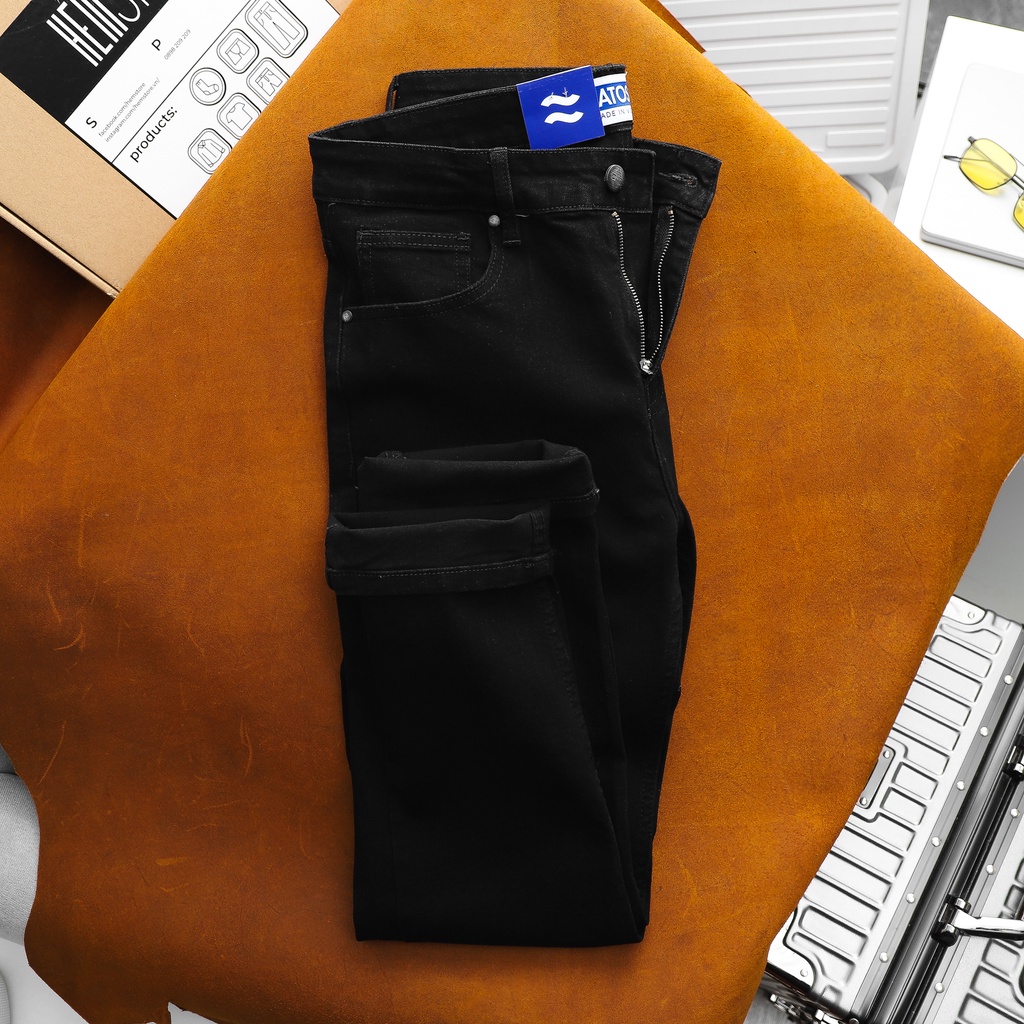 Quần Jean nam Satoshi SAQJ23 Basic SlimFit Black chất co giản dễ dàng vận động