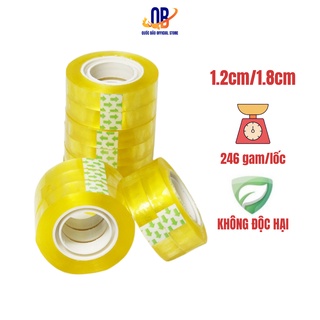 Băng keo - băng dính văn phòng 1.2cm/ 1.8cm - 1 lốc