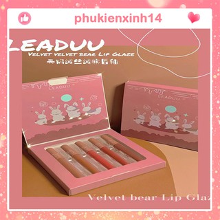Set 5 son kem lì Leaduu Thỏ- Set 5 Cây Son Nhung Kem lì- Set Son Mềm Mịn Đẹp Hken Set 3 Son Herorang