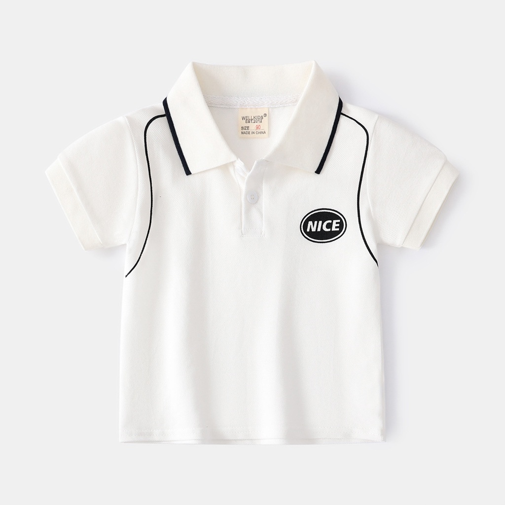 Áo polo bé trai SOFFNY vải cotton tay ngắn họa tiết đơn giản đáng yêu thời trang mùa hè