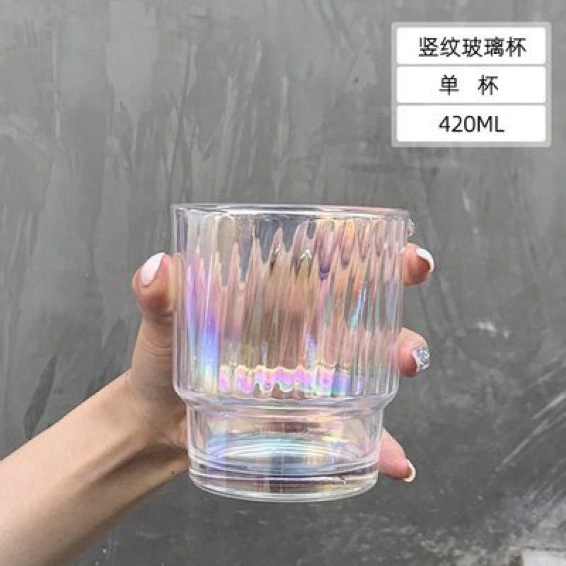 Cốc thuỷ tinh trong suốt bảy sắc cầu vồng