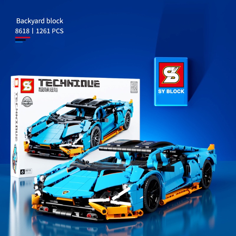 Đồ Chơi Lắp Ráp Kiểu LEGO TECHNIC Điều Khiển Từ Xa Xe Lamborghini Sian FKP 37 Blue Model SY8618 Với 1161 Mảnh Ghép