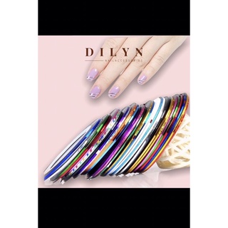 Dây line kim tuyến trang trí móng làn nail 10 cuộn 10 màu