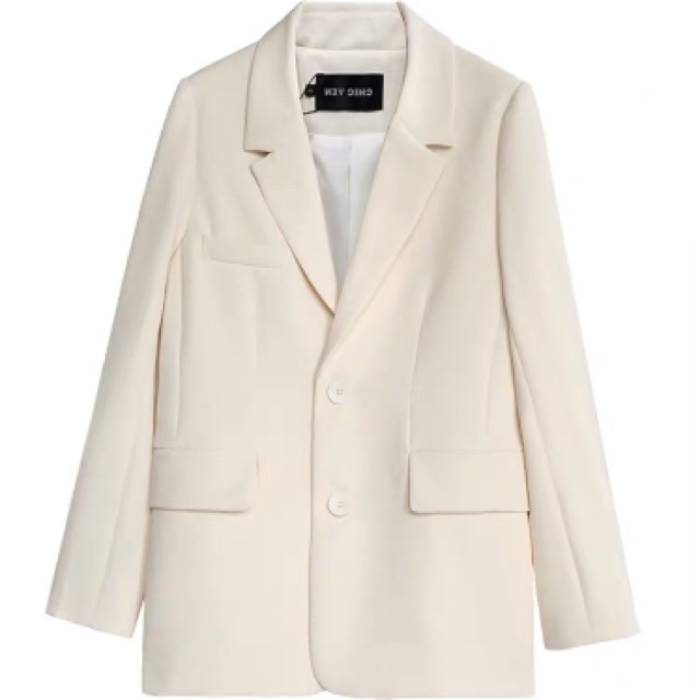 (Hàng có sẵn ) Siêu phẩm áo Blazer màu trắng kem chất đẹp (có ảnh chụp thật) | BigBuy360 - bigbuy360.vn