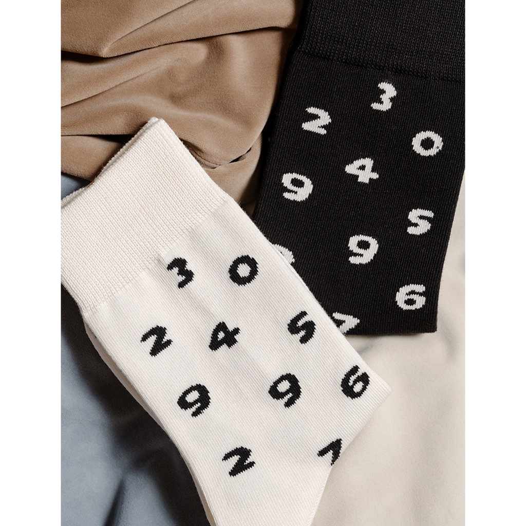 Tất (vớ) UNISEX tất (vớ) nam nữ họa tiết số cổ cao phong cách Âu Mỹ chất cotton TẤT COTTON SPIRIT PHÊ TẤT