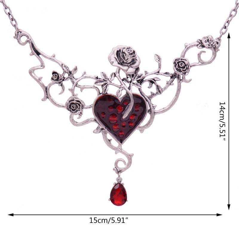 Vòng Cổ Choker Đính Đá Hình Trái Tim Đỏ Phong Cách Gothic Punk Dành Cho Nữ