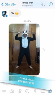 Bộ ngủ thú bông hình panda có sẵn