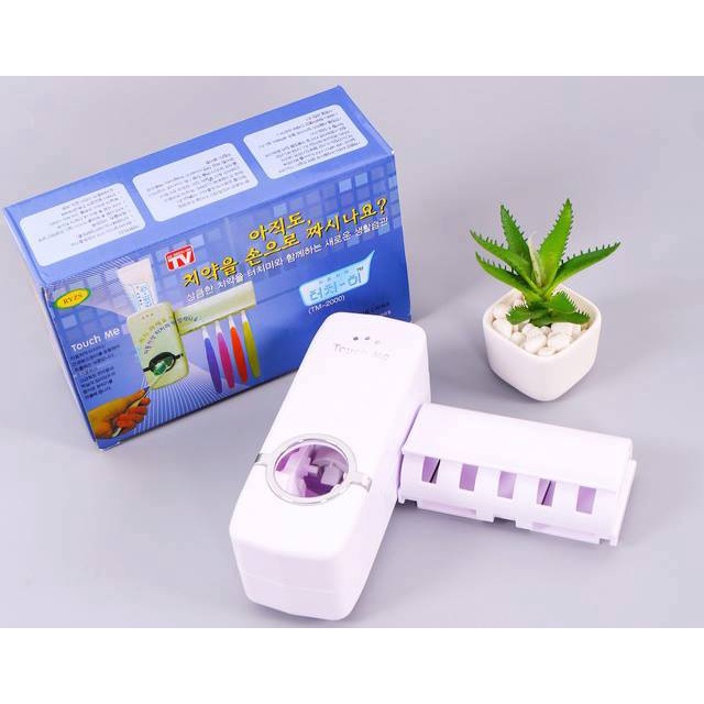 Dụng cụ lấy kem đánh răng TOUCH ME - kệ treo bàn chải nhả kem tự động dán tường