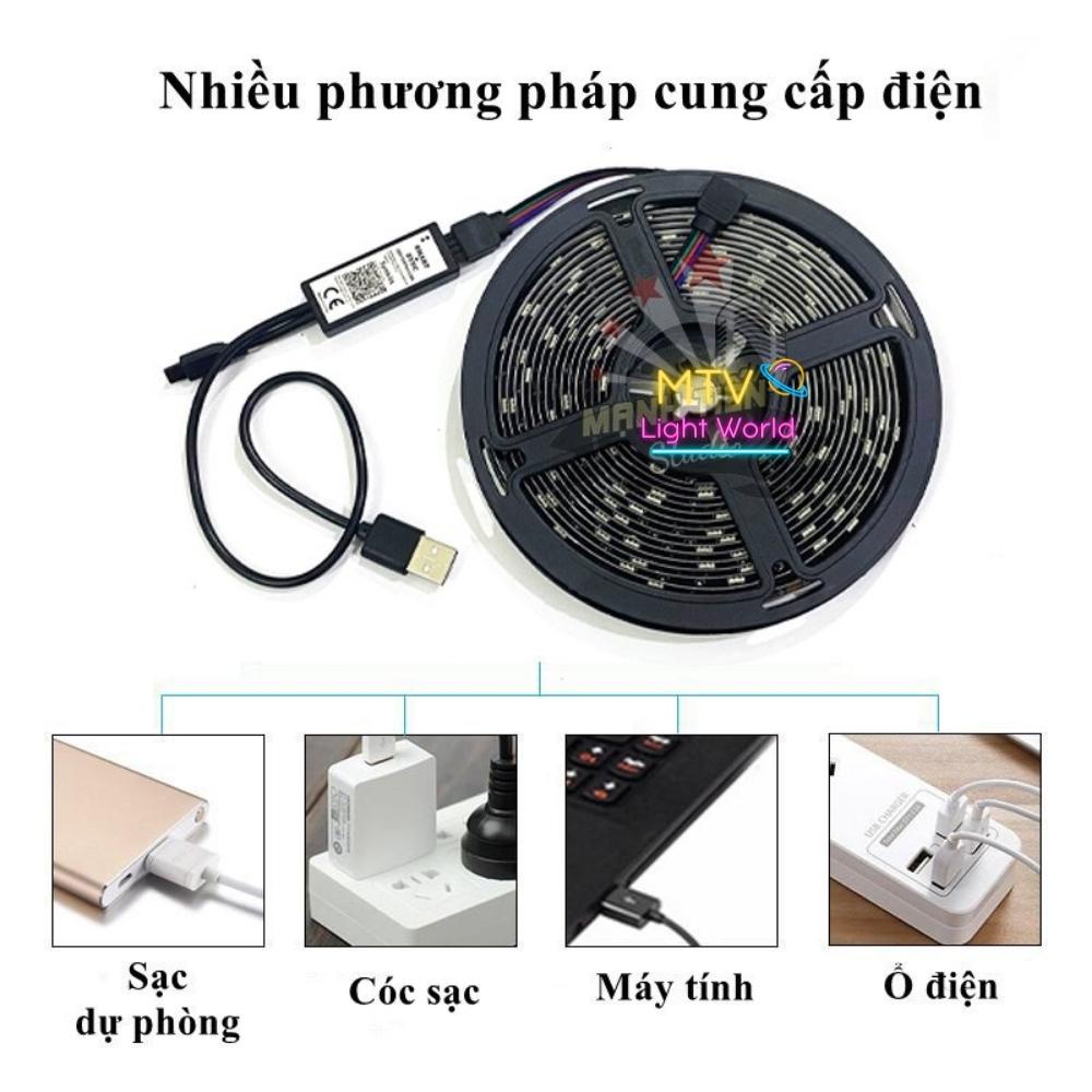 Đèn led trang trí, đèn decor phòng ngủ RGB 5050 16 triệu màu, khiển APP BLUETOOTH - MTV Store