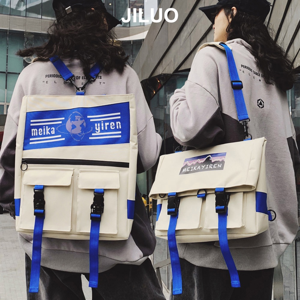Balo đi học nữ JILUO đa năng vải Oxford chống nước đeo chéo nam đựng sách ipad laptop đi học đi làm