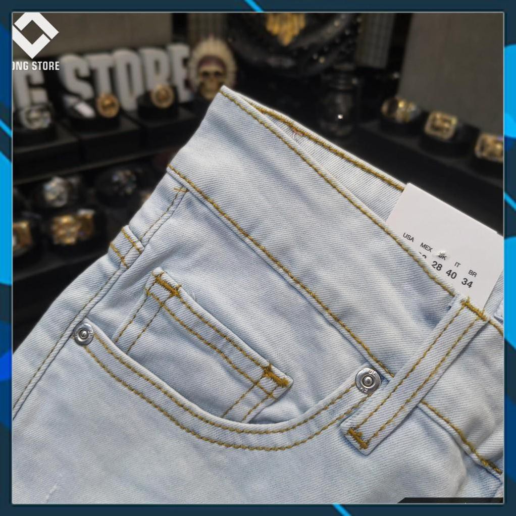 SALE - Quần jean nam trơn màu xanh bạc nhạt 🟢 Quần bò nam dáng ôm SLIMFIT skinny co giãn cao cấp - Tron24