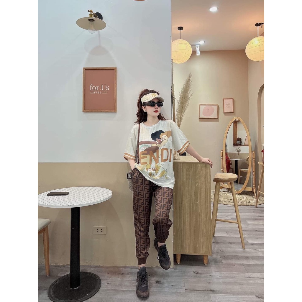 Đồ Bộ Thun Cotton Form Rộng In Họa Tiết 3D Sang Trọng MS023
