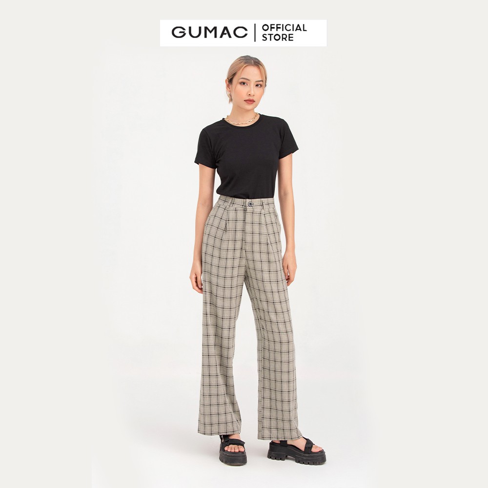 Quần ống rộng QB7102 GUMAC caro trẻ trung cá tính
