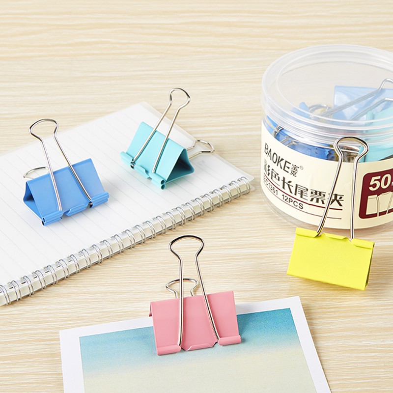 Kẹp Giấy Màu Binder Clips - Double Clip Kẹp Bướm Màu BAOKE