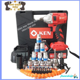 Máy khoan - siết bulong- bắt vít tôn ken dùng pin 118v tặng bộ đồ nghề cao cấp như hình