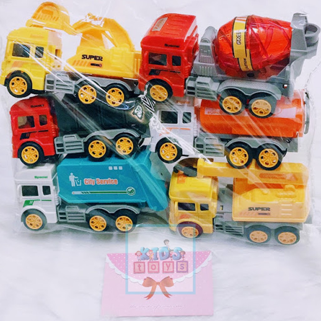 Xe đồ chơi bộ 6 xe xây dựng giá rẻ
