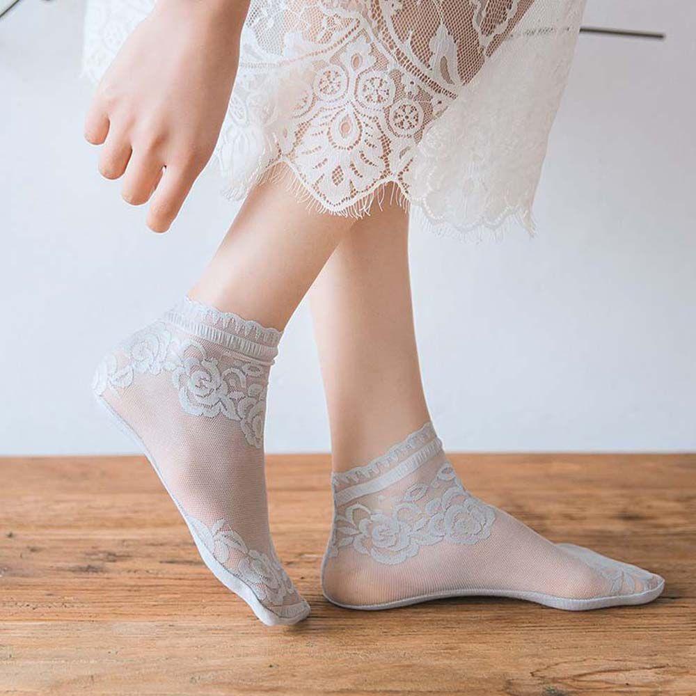 AROMA Vớ Ren Hoa Xuyên Thấu Thoáng Khí Thoải Mái Cho Nữ