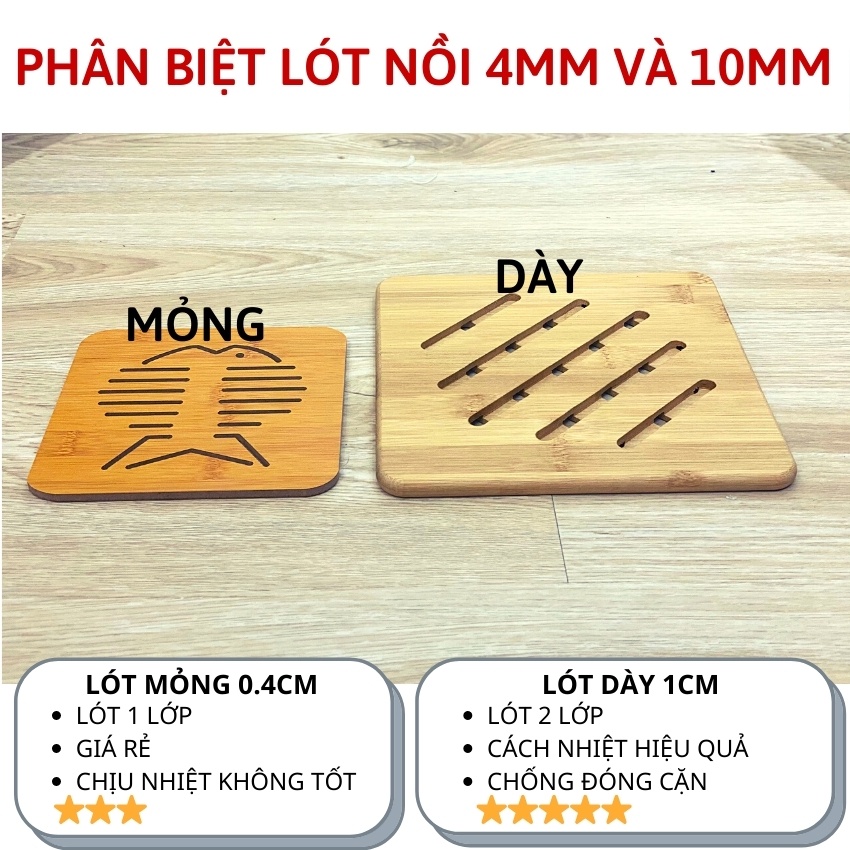 Miếng lót nồi gỗ tre BAMBOOO ECO cách nhiệt loại dày nhiều kích thước