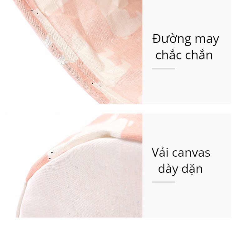 Giỏ vải vintage đựng đồ chơi quần áo chăn màn cỡ lớn hoạ tiết đáng yêu