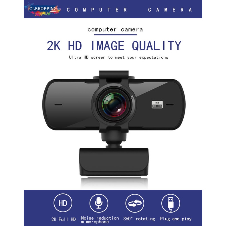 Webcam 2K Full HD 1080P lấy nét tự động có micro cổng USB chất lượng cao