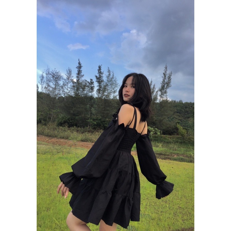 (CLIP THẬT) Đầm babydoll trễ vai ulzang tuyết trắng | BigBuy360 - bigbuy360.vn