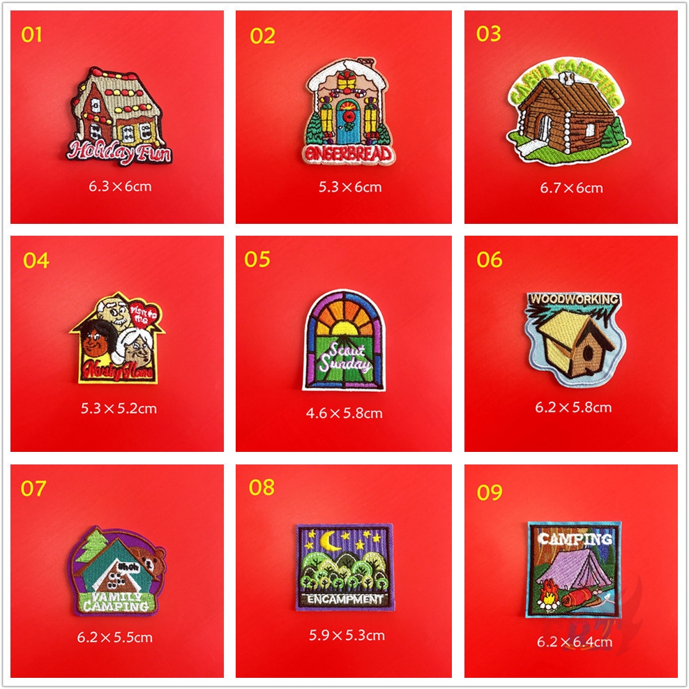 ☸ Miếng Dán Tự Dính Trang Trí Nhà Cửa ☸ 1 Sticker Ủi Thêu Hình Huy Hiệu