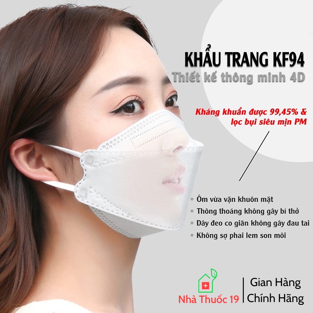 Khẩu Trang KF94 Thương Hiệu Bảo Long Mask Đạt Tiêu Chuẩn Hàn Quốc Khẩu Trang 4D Mask Bảo Long (50 chiếc)